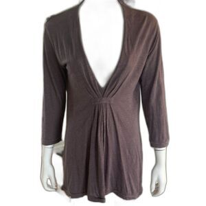 Poetry Brown Deep V-Neck Tunic Top